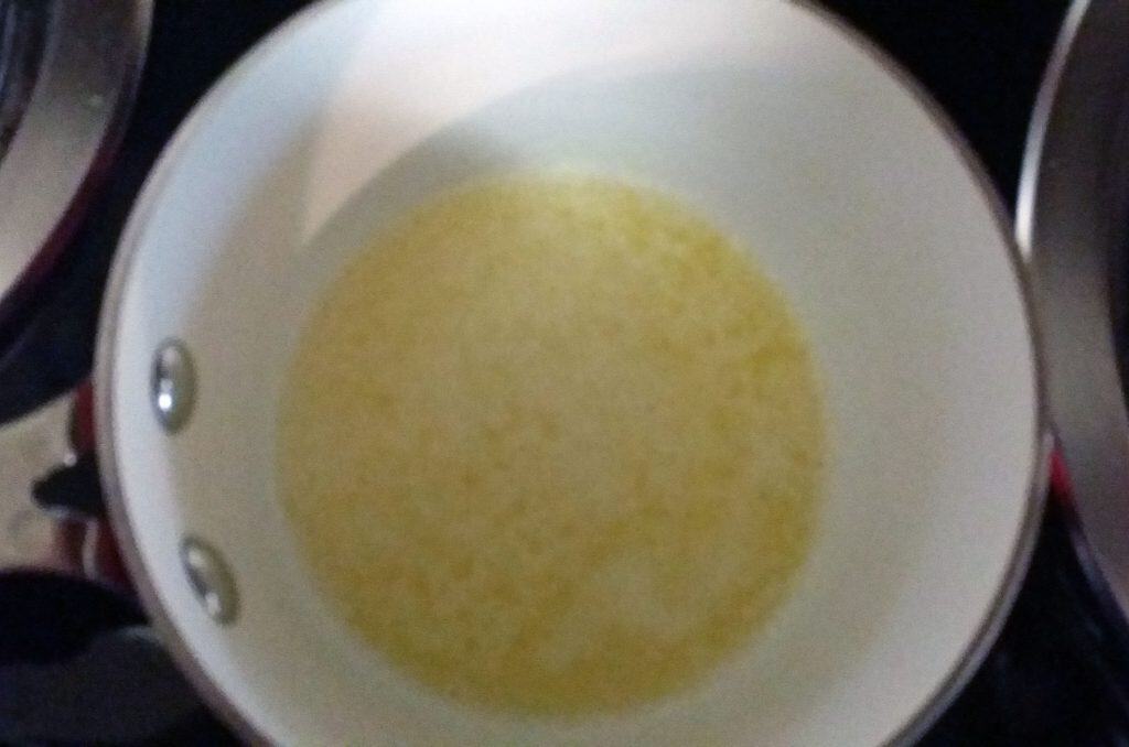 melted butter in white pan