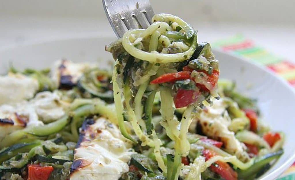 Zucchini Noodles with Caper Sauce & Feta