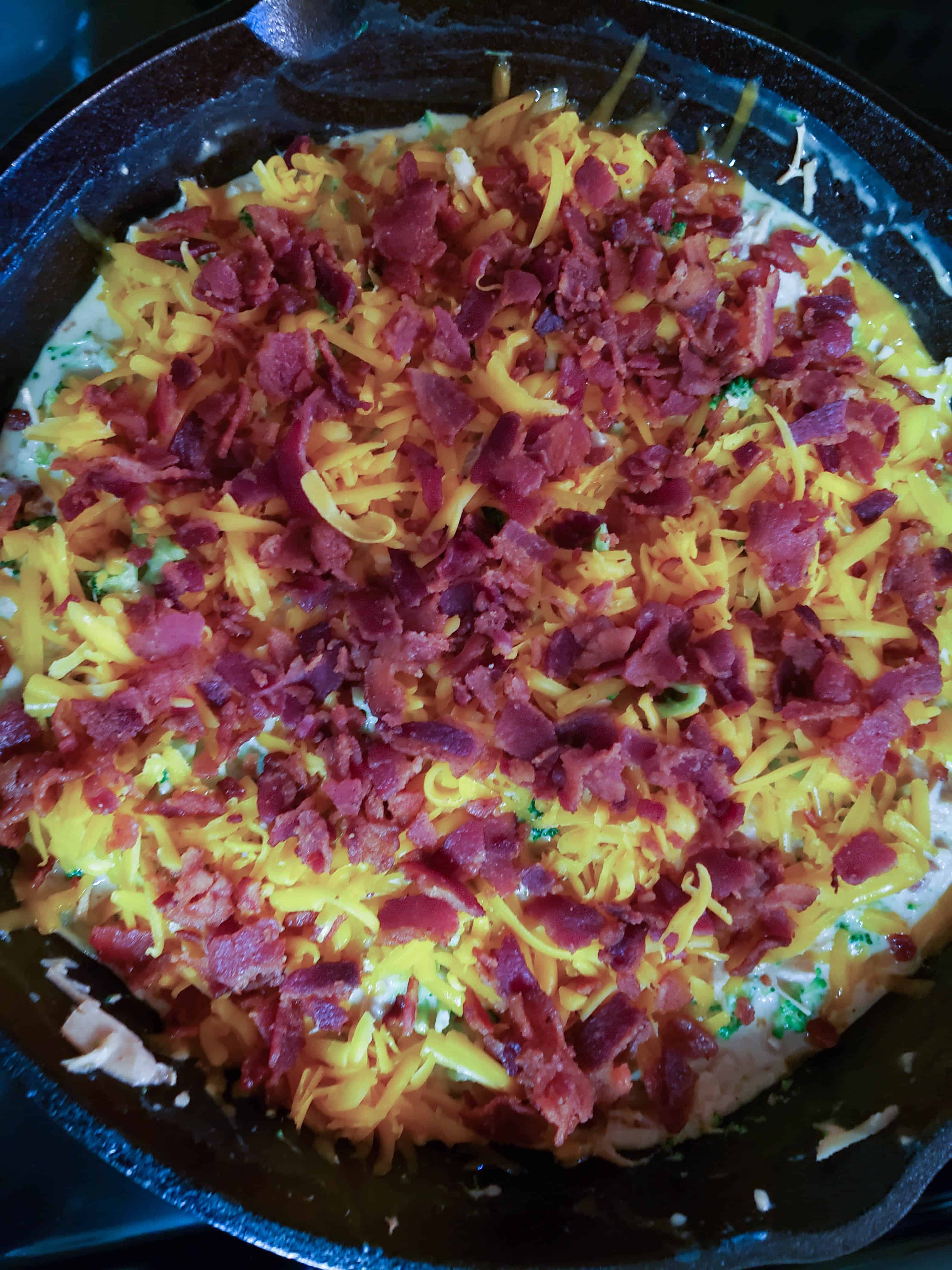 Cheese and bacon topping